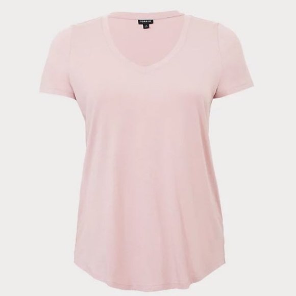 torrid Tops - Torrid Classic Fit V-Neck Tee Cotton Blush Pink 4
